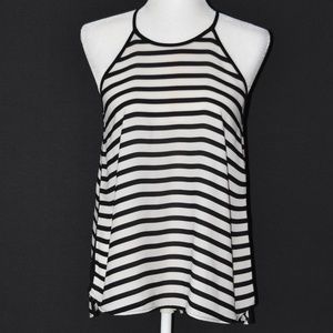 Monteau Black & White Sheer Tank Top Sz S